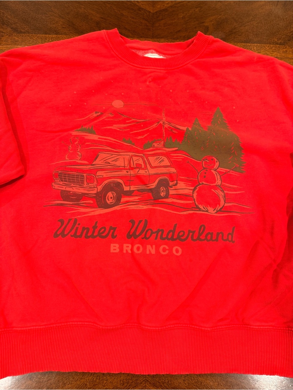 American Eagle Winter Wonderland Bronco Red Crewneck Sweatshirt